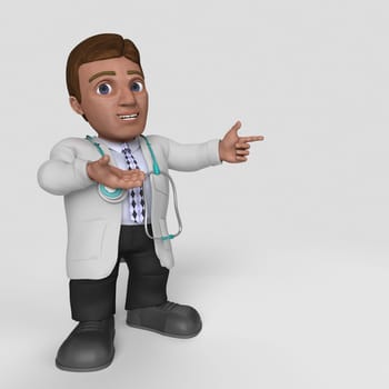 3D Render of Cartoon Doctor Character