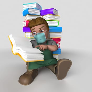 3D Render of Cartoon Shop Keeper Character