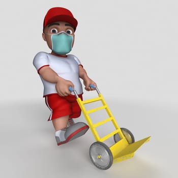 3D Render of Cartoon Sports Character in face mask