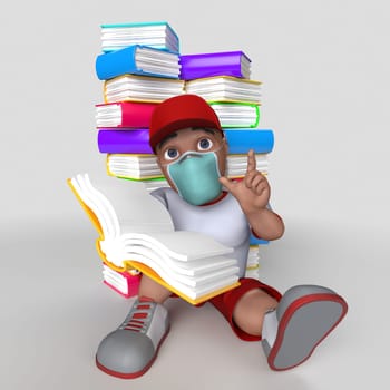 3D Render of Cartoon Sports Character in face mask