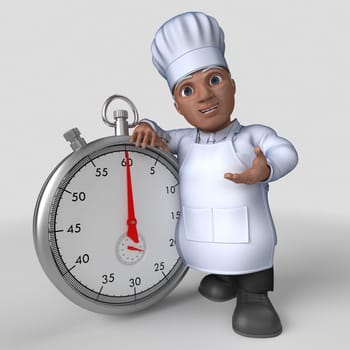 3D Render of Cartoon Baker Character