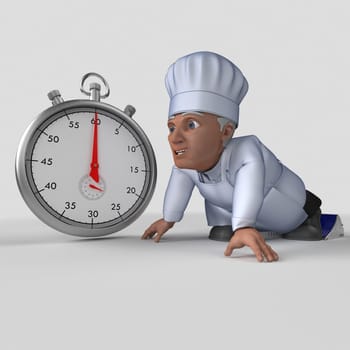 3D Render of Cartoon Baker Character
