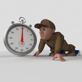 3D Render of Cartoon Delivery Driver