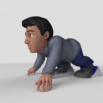 3D Render of Cartoon Casual Character