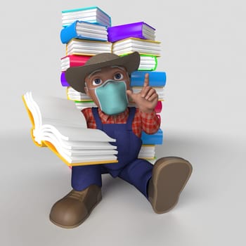 3D Render of Cartoon Farmer Character