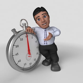 3D Render of Cartoon Business Character