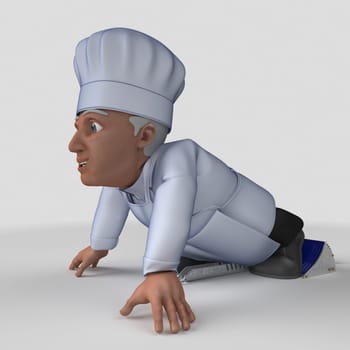 3D Render of Cartoon Baker Character