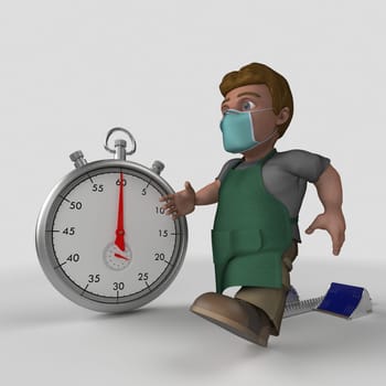 3D Render of Cartoon Shop Keeper Character
