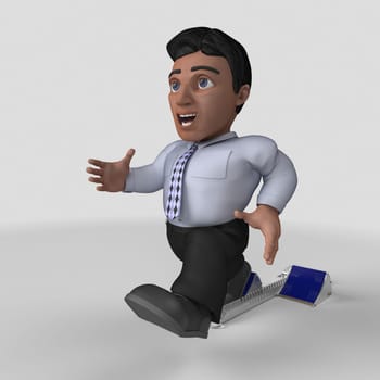 3D Render of Cartoon Business Character