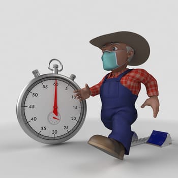 3D Render of Cartoon Farmer Character
