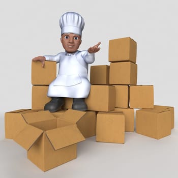 3D Render of Cartoon Baker Character