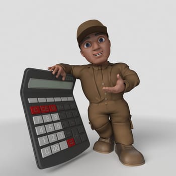 3D Render of Cartoon Delivery Driver