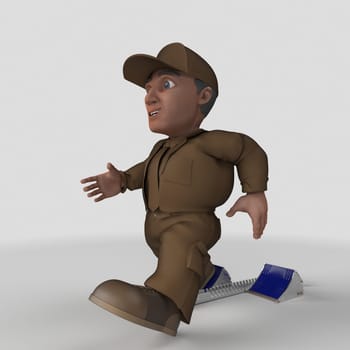 3D Render of Cartoon Delivery Driver
