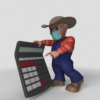 3D Render of Cartoon Farmer Character