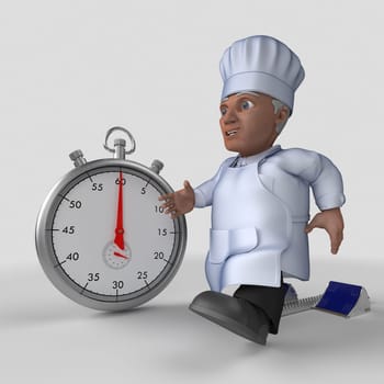 3D Render of Cartoon Baker Character
