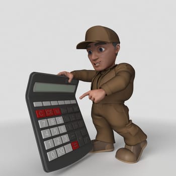 3D Render of Cartoon Delivery Driver