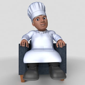 3D Render of Cartoon Baker Character