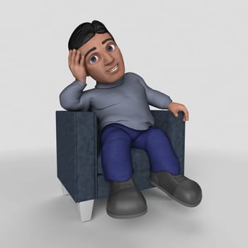 3D Render of Cartoon Casual Character