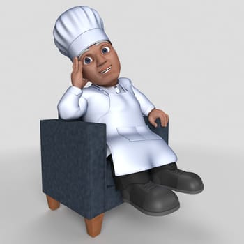 3D Render of Cartoon Baker Character