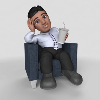 3D Render of Cartoon Business Character