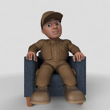 3D Render of Cartoon Delivery Driver
