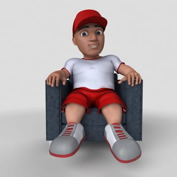 3D Render of Cartoon Sports Character