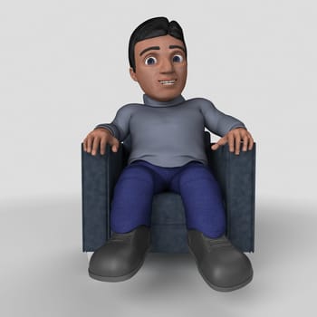 3D Render of Cartoon Casual Character