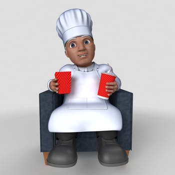 3D Render of Cartoon Baker Character