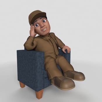 3D Render of Cartoon Delivery Driver