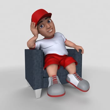 3D Render of Cartoon Sports Character