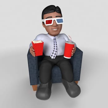 3D Render of Cartoon Business Character