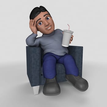 3D Render of Cartoon Casual Character