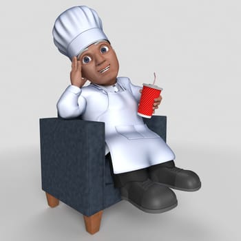3D Render of Cartoon Baker Character