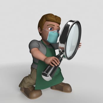 3D Render of Cartoon Shop Keeper Character