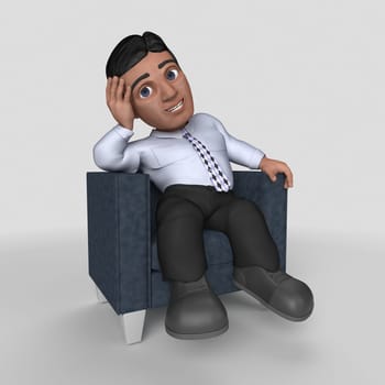 3D Render of Cartoon Business Character