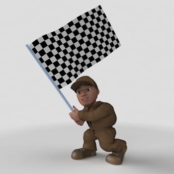 3D Render of Cartoon Delivery Driver