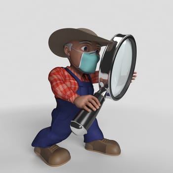3D Render of Cartoon Farmer Character