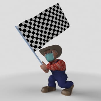 3D Render of Cartoon Farmer Character