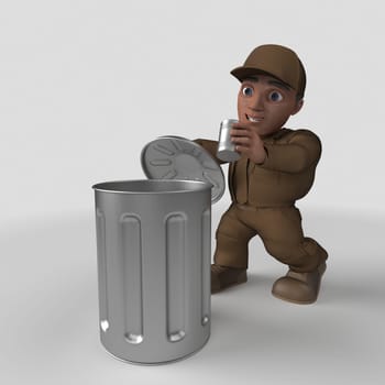 3D Render of Cartoon Delivery Driver