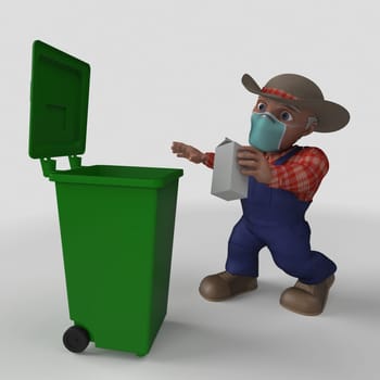 3D Render of Cartoon Farmer Character