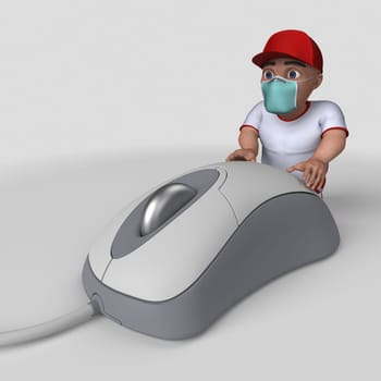3D Render of Cartoon Sports Character in face mask