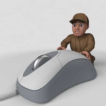 3D Render of Cartoon Delivery Driver