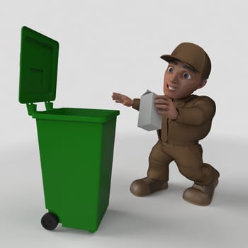 3D Render of Cartoon Delivery Driver