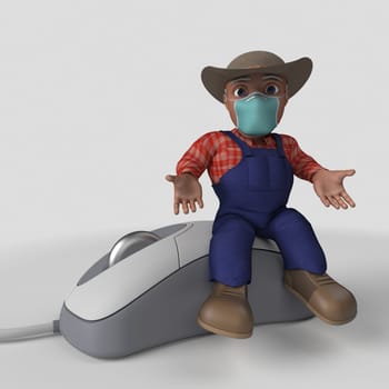 3D Render of Cartoon Farmer Character