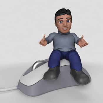 3D Render of Cartoon Casual Character