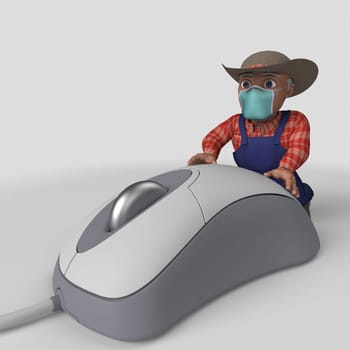 3D Render of Cartoon Farmer Character