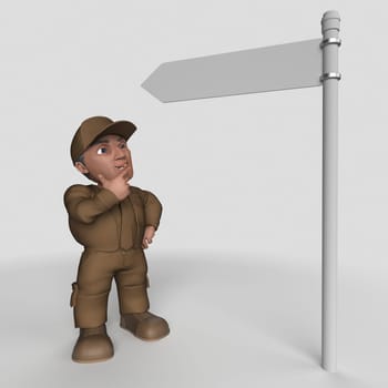 3D Render of Cartoon Delivery Driver