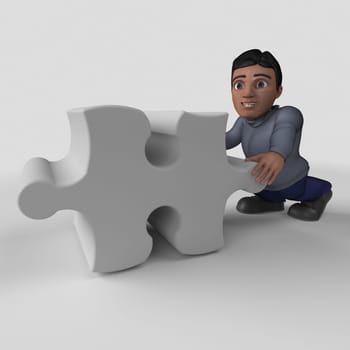 3D Render of Cartoon Casual Character