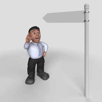 3D Render of Cartoon Business Character