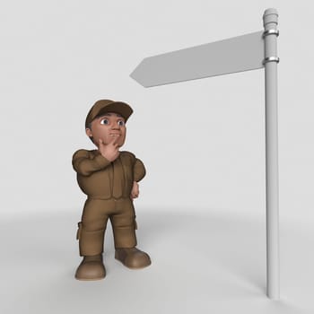 3D Render of Cartoon Delivery Driver